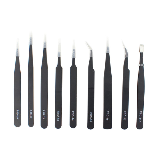 Professional 9-in-1 Anti-static Tweezers Set Kit