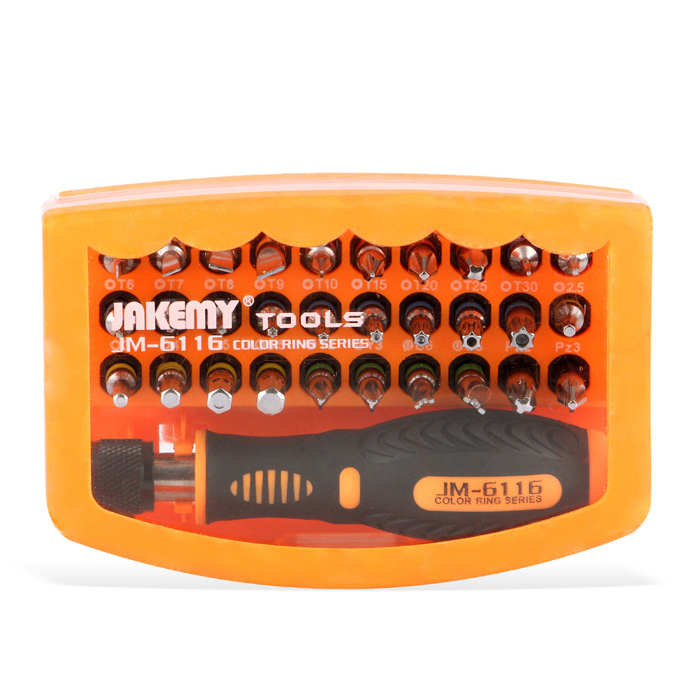 Jakemy JM-6116 31-In-1 Screwdriver Kit with 6.3x29mm Bits for Household Maintenance