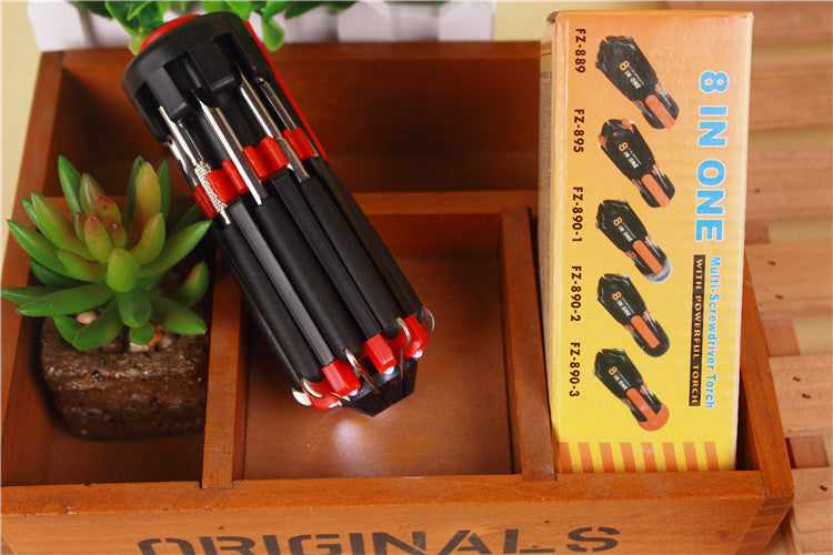 8 in 1 Multi Portable Screwdriver Tools Set with 6-LED Torch