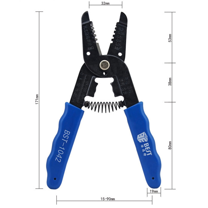Uniqkart BST-1042 Professional Wire Stripper Pliers Crimper Cable Stripping Crimping Cutter Hand Tool
