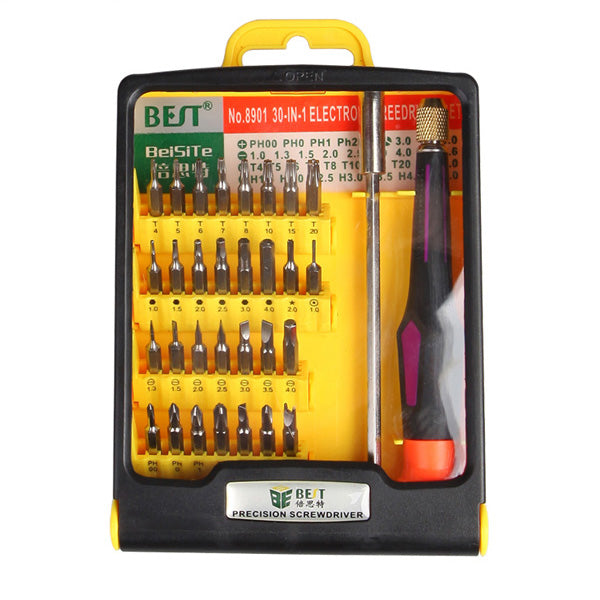 Uniqkart BST-8901 30 in 1 Multipurpose CR-V Screwdriver Repair Set Screwdriver Tool Kit for Phone PC Repair