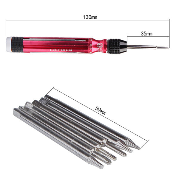 Uniqkart BST-889B 6-in-1 Non-slip Handle Screwdriver Disassembly Repair Tool Set for Samsung Huawei Xiaomi Etc.