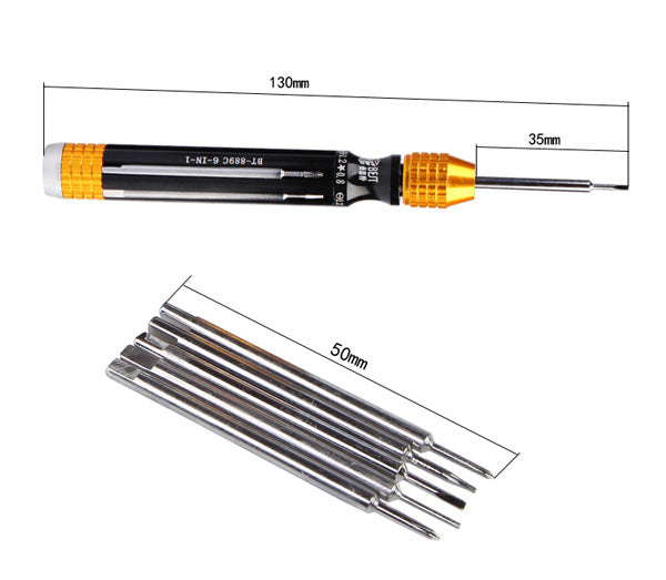 Uniqkart BST-889C 6-in-1 Professional Precise Screwdriver Set Multi-functional Repair Tools Kit for Samsung Huawei Xiaomi Etc.