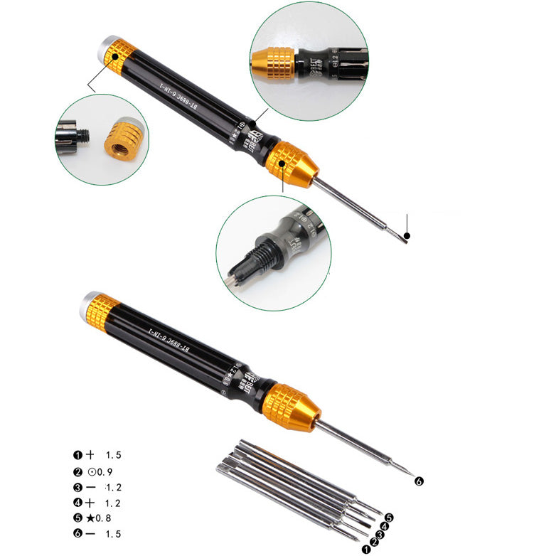 Uniqkart BST-889C 6-in-1 Professional Precise Screwdriver Set Multi-functional Repair Tools Kit for Samsung Huawei Xiaomi Etc.