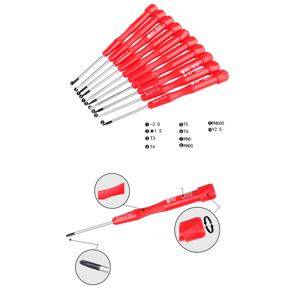 Uniqkart BST-8800D 10-in-1 Anti-slip Multi-purpose Precision Screwdriver Set Tool