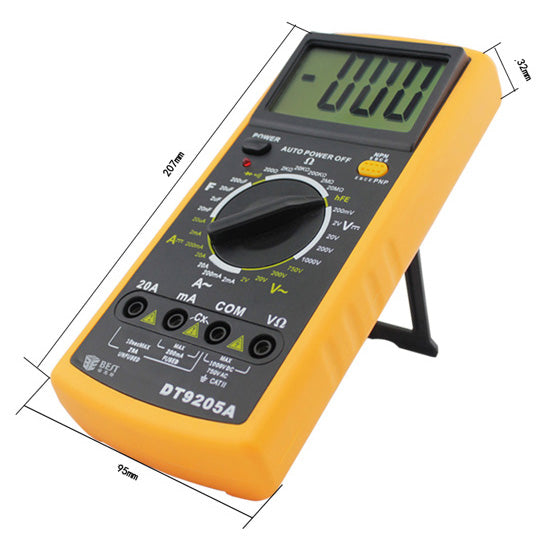 Best BST-9205A LCD Digital Multimeter Handheld Measure Device - Black/Orange