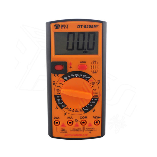 Uniqkart BST-9205M+ LCD Display Digital Multimeter Handheld AC/DC Tester Device - Orange + Black