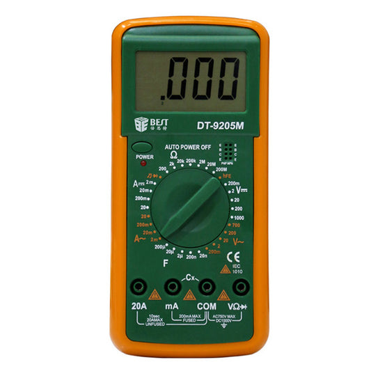 Uniqkart BST-9205M LCD Digital Multimeter Handheld AC/DC Tester Device - Green + Orange
