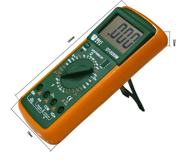 Uniqkart BST-9205M LCD Digital Multimeter Handheld AC/DC Tester Device - Green + Orange