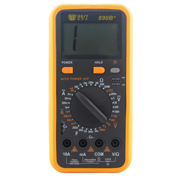 Uniqkart BST-890B+ LCD Digital Multimeter AC/DC Tester Measure Device - Black + Orange