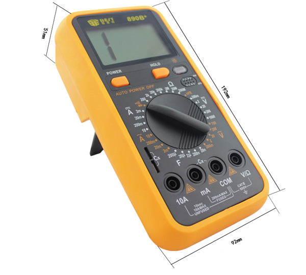 Uniqkart BST-890B+ LCD Digital Multimeter AC/DC Tester Measure Device - Black + Orange