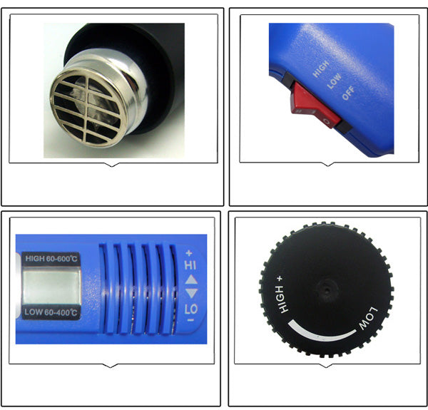 Uniqkart BST-8016 1600W Adjustable Temperature Display Electronic Hot Air Gun for Crafts, Shrink Tubing, Repair - 220V / EU Plug