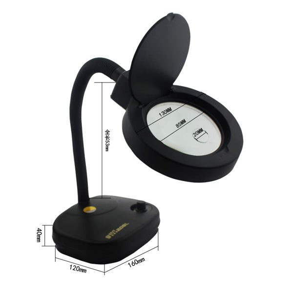 Uniqkart BST-208L 2X/10X Desktop Magnifying Glass Adjustable Brightness 2.7W LED Light - AC 220V