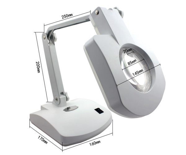 Uniqkart BST-8611BL 3X/8X Electronic Magnifier Desktop 3.5W LED Table Lamp - AC 220V