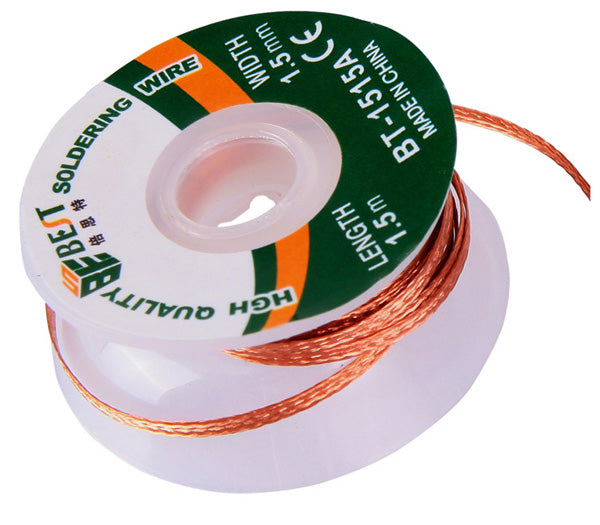 Uniqkart BT-1515A 1.5mmx1.5m Copper Alloy Tin Removing Soldering Braided Wick Wire