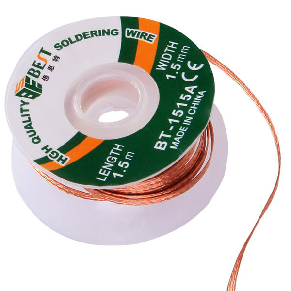 Uniqkart BT-1515A 1.5mmx1.5m Copper Alloy Tin Removing Soldering Braided Wick Wire