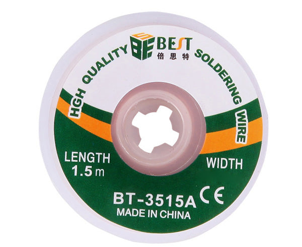 Uniqkart BT-3515A 3.5mmx1.5m Copper Alloy Braided Desoldering Wick Wire Tool