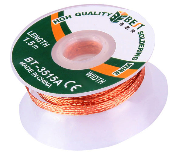 Uniqkart BT-3515A 3.5mmx1.5m Copper Alloy Braided Desoldering Wick Wire Tool