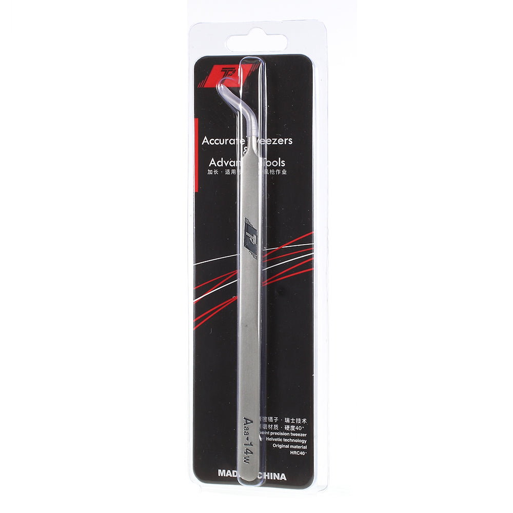 Aaa-14W Extra Long Curved Tip Metal Tweezer for Mobile Phone Mainboard Maintenance