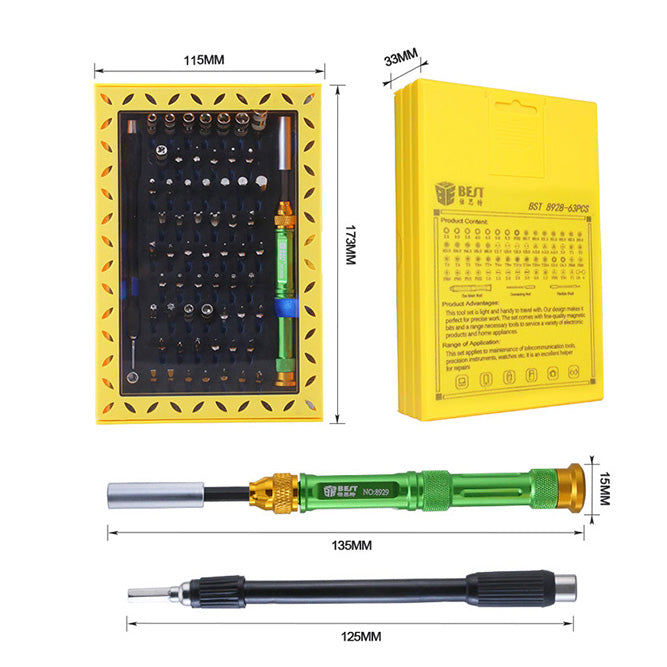 Uniqkart BST-8928 63 in 1 Multi-functional Precision Screwdriver Bit Driver Tools Set