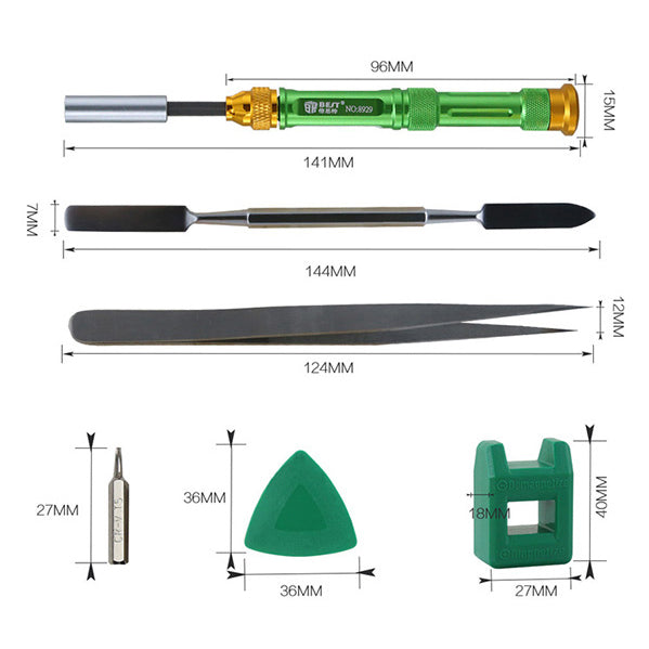Uniqkart BST-8929 Multi-function Screwdriver Set High Precision Screwdriver Kit with Tweezers Magnetizer Spudger