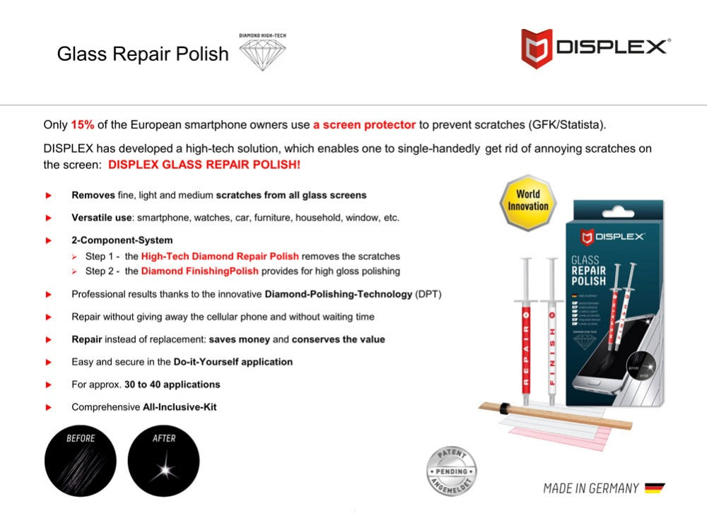 DISPLEX Smartphone Screen Car Windshield Watches Screen Scratch Remover Glass Repair Polish
