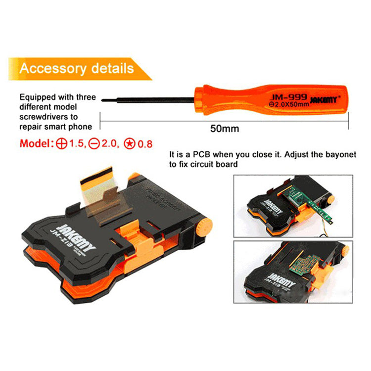 Jakemy JM-Z13 4-in-1 PCB Repair Smartphone Holder + 3 Screwdrivers Repairing Tool Kit