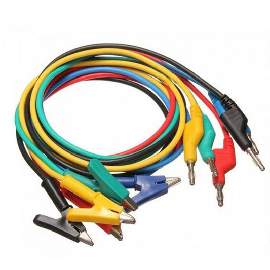 5Pcs/Set Double-Headed Alligator Clip Wire Test Line High-Voltage Silicone Leads 1m