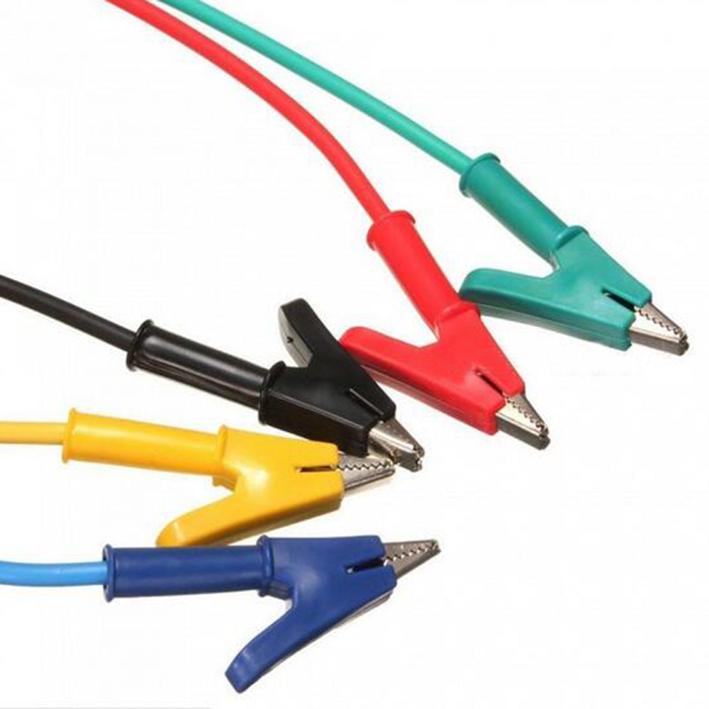 5Pcs/Set Double-Headed Alligator Clip Wire Test Line High-Voltage Silicone Leads 1m
