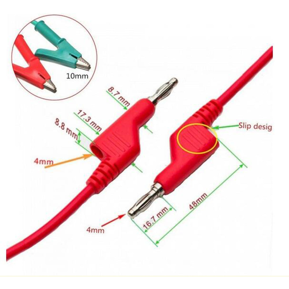 5Pcs/Set Double-Headed Alligator Clip Wire Test Line High-Voltage Silicone Leads 1m