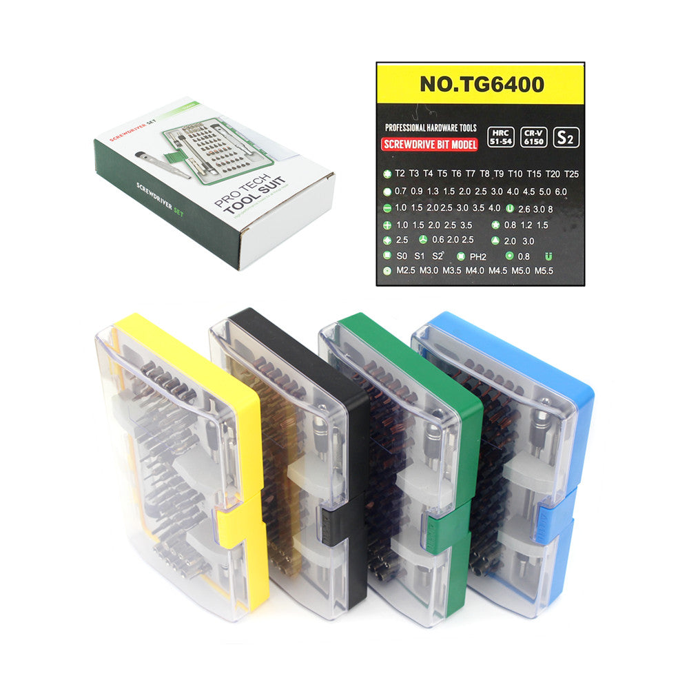 TG6400 64-in-1 Multi-function Precision Screwdriver Bit Set Hand Tool - Green