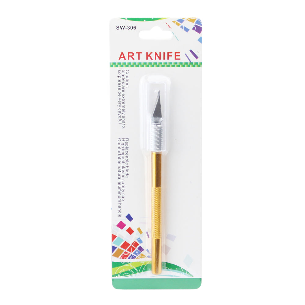 Professional Anti-slip Handle Metal Art Knife - Yellow