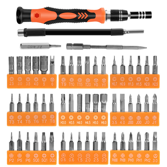 61-in-1 Precision Screwdriver Repair Tool Set for Phone Tablet etc - Orange