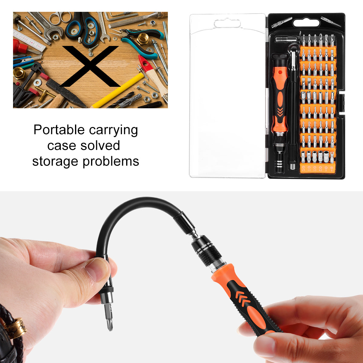 61-in-1 Precision Screwdriver Repair Tool Set for Phone Tablet etc - Orange