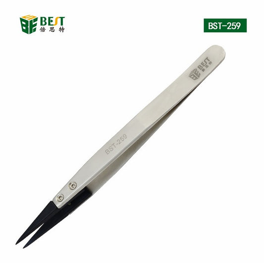 Uniqkart BST-259A Stainless Steel Anti-static Fine Point Tweezers with Replaceable Tip