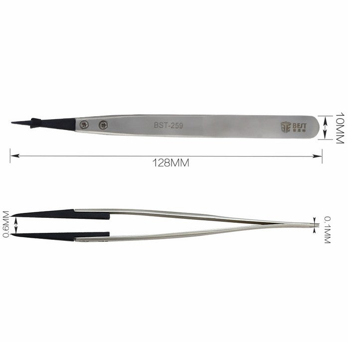 Uniqkart BST-259A Stainless Steel Anti-static Fine Point Tweezers with Replaceable Tip