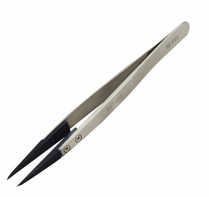 Uniqkart BST-259A Stainless Steel Anti-static Fine Point Tweezers with Replaceable Tip
