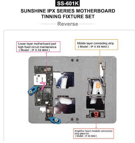 G-LON SS-601K Double-Sided Motherboard Tinning Fixture Repair Tool Set for iPhone XS Max / XS / X