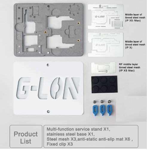 G-LON SS-601K Double-Sided Motherboard Tinning Fixture Repair Tool Set for iPhone XS Max / XS / X