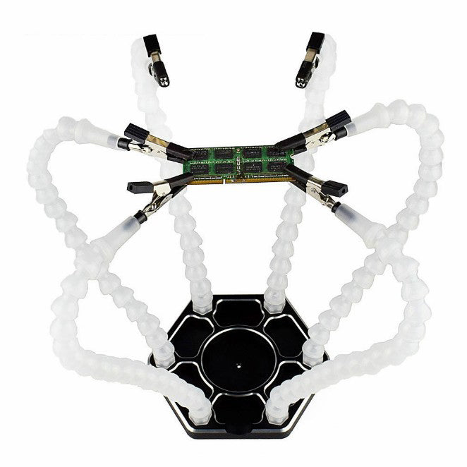 Helping Hands Third Hand Soldering Tool 6 Flexible Arms Six Arm Soldering Station With Swiveling Alligator Clip for RC Drone - White