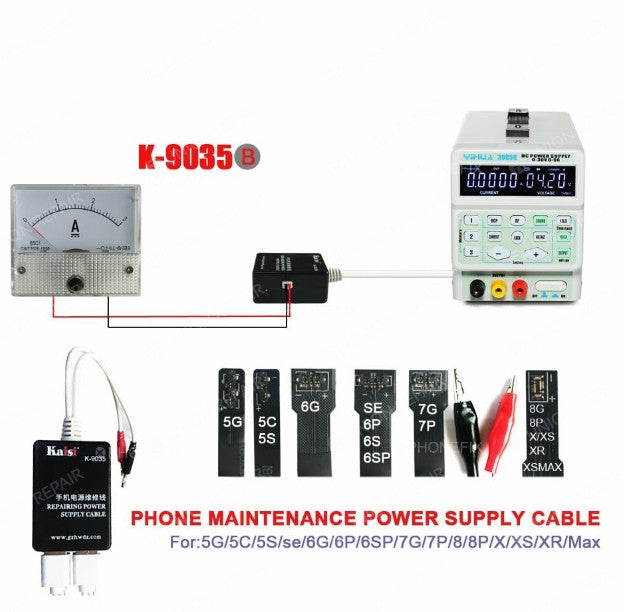 K-9035B 5G-8P Power Supply Cable with Multimeter for iPhone XS Max / XR / X / XS / 8 Plus / 8