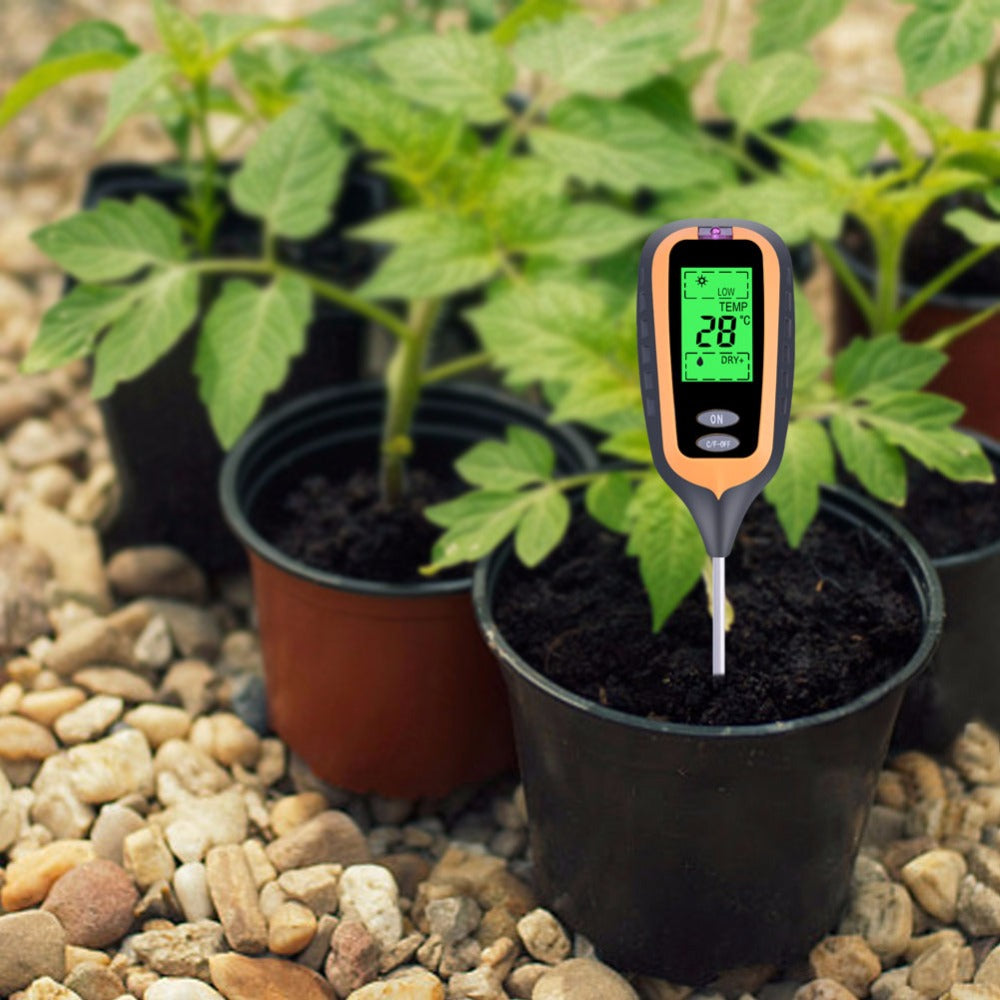 4-in-1 Soil Temperature/Moisture/Light/PH Tester for Farm, Garden, Lawn