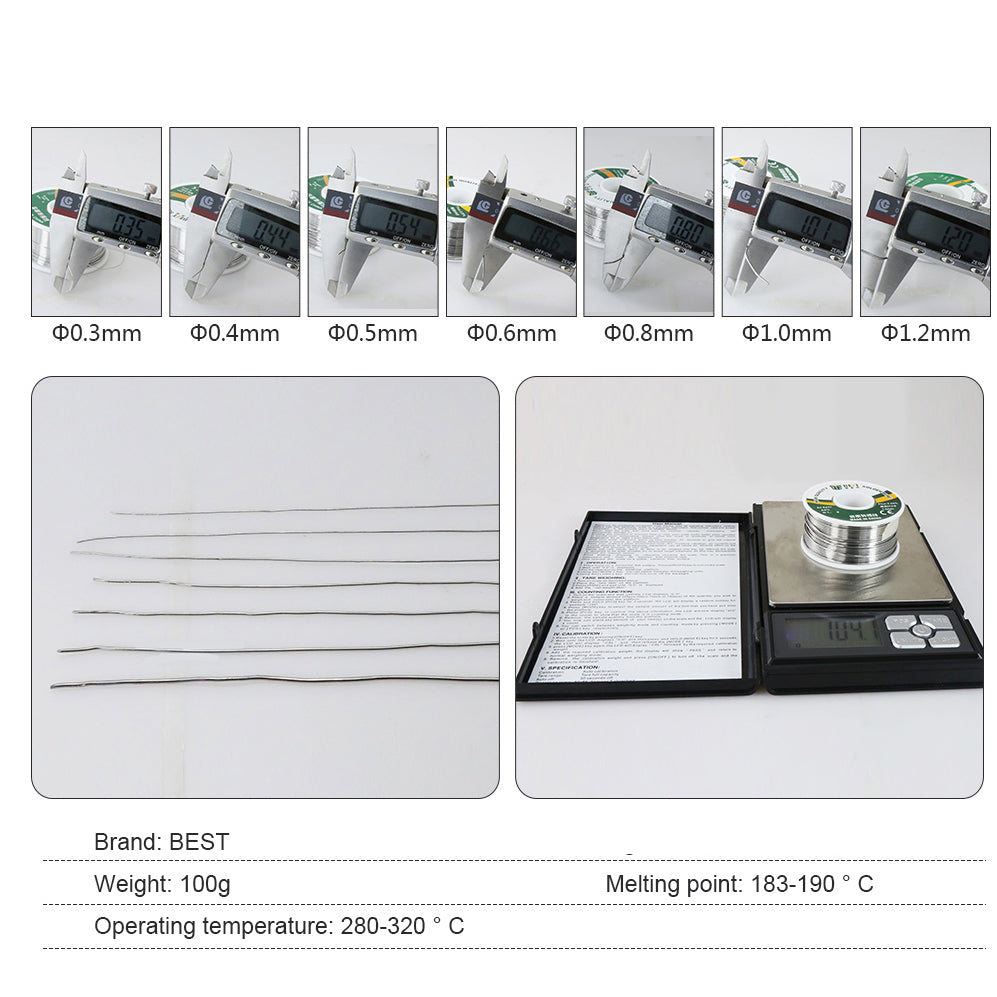 Uniqkart Sn60Pb40 Flux Core Solder Wire - 0.8mm x 100g