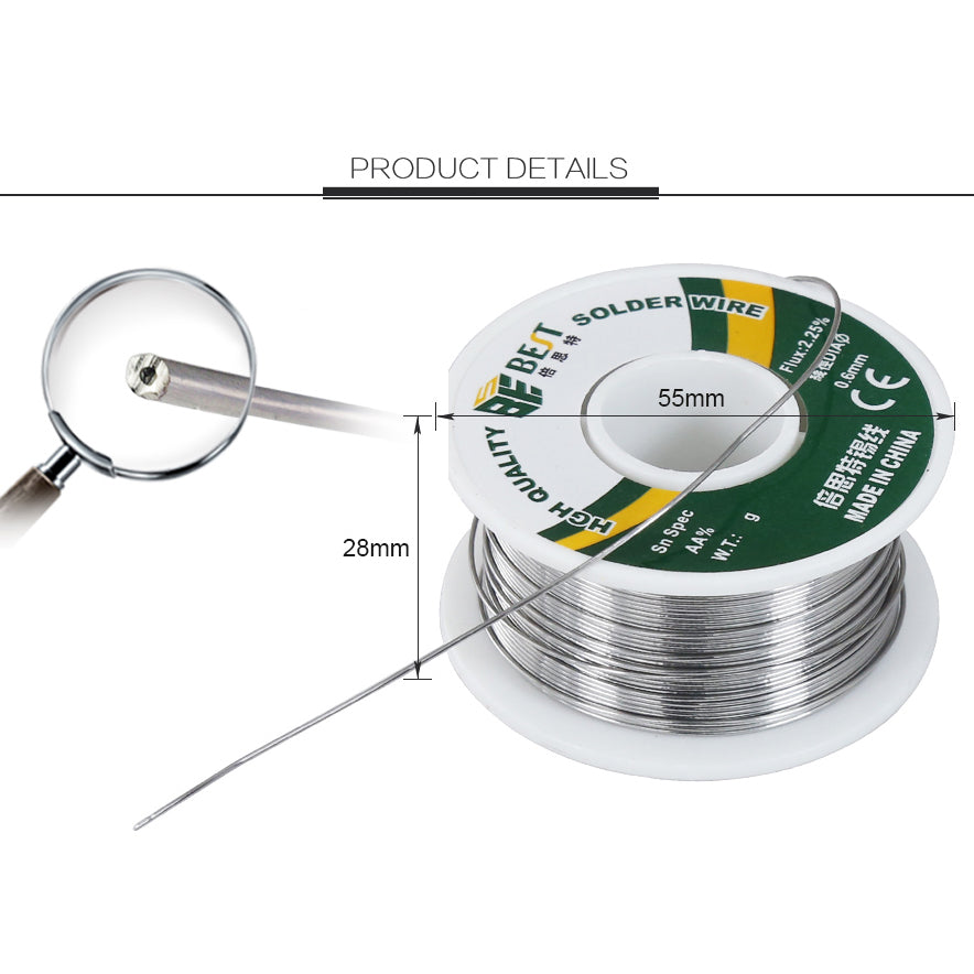 Uniqkart Sn60Pb40 Flux Core Solder Wire - 0.8mm x 100g