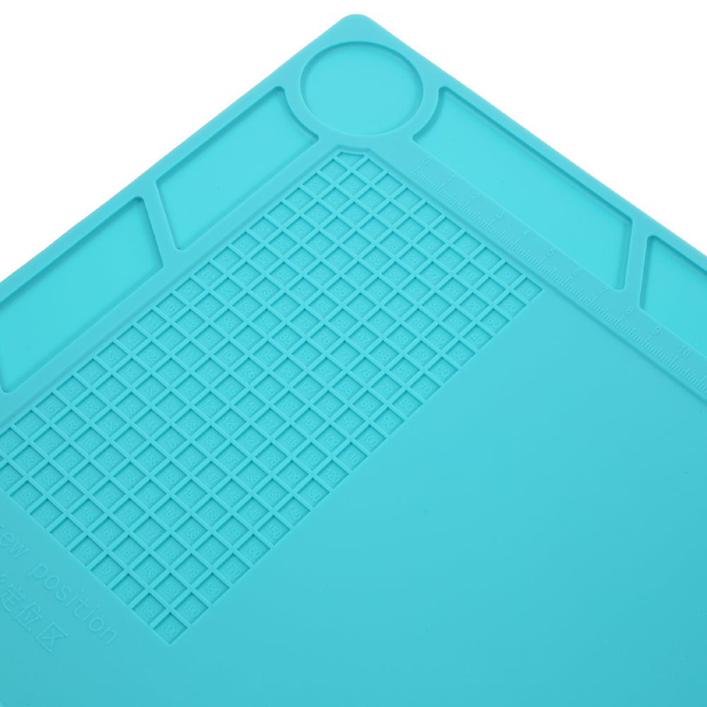 Silicone Pad Phone Maintenance Platform High Temperature Resistant with 25cm Scale Ruler - Blue