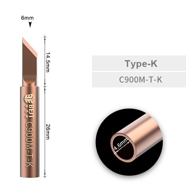 BST-900M-T Professional Pure Copper Soldering Iron Tip - Type-K