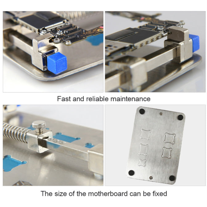 Uniqkart BST-001D Stainless Steel Circuit Board PCB Holder Fixture Work Station for Chip Repair Tools - Silver