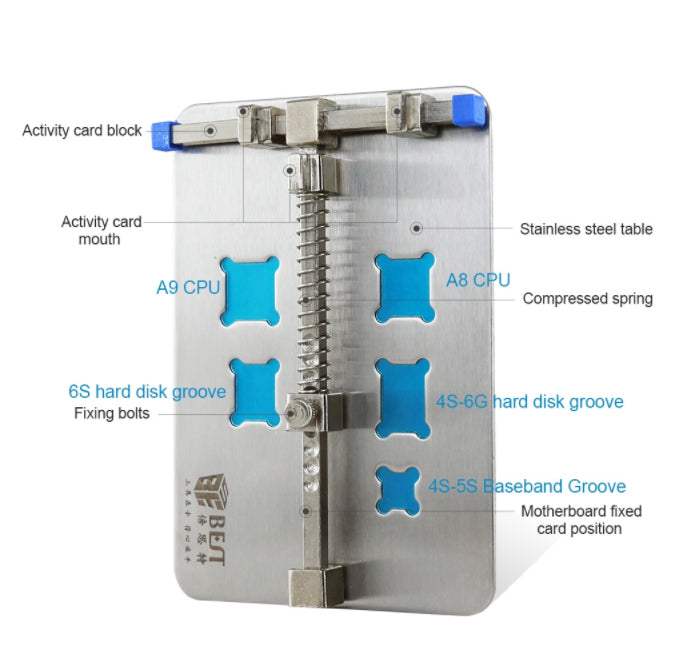 Uniqkart BST-001D Stainless Steel Circuit Board PCB Holder Fixture Work Station for Chip Repair Tools - Silver