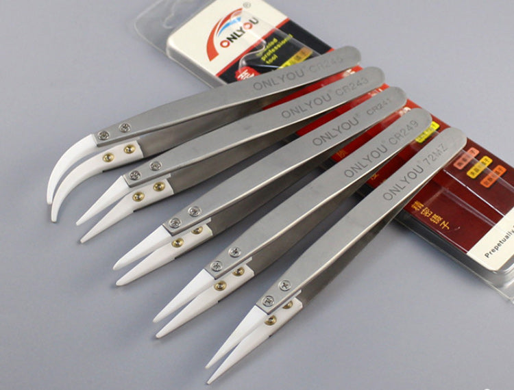 5Pcs/Lot ONLYOU Precision Professional Tweezers with Anti-static Ceramic Tip High Temperature Resisting