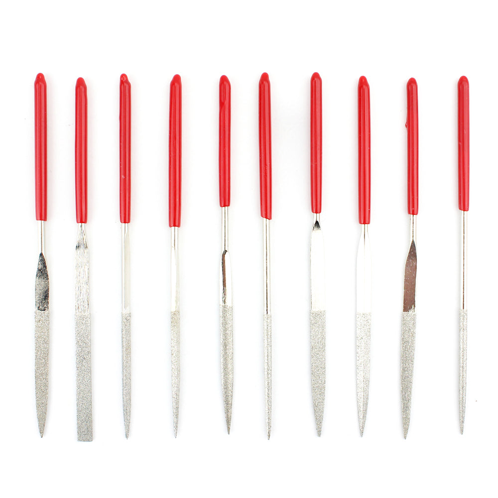 10 in 1 Rubber Coated Handle Square Round Triangle Needle Files Set